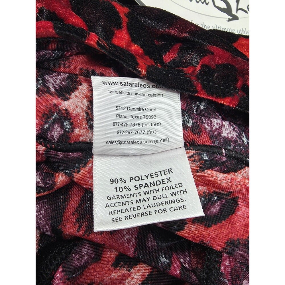 Satara VTG Leopard Print Split Keyhole Velvet Dance Leotard Bodysuit AL Adult L - Picture 16 of 16